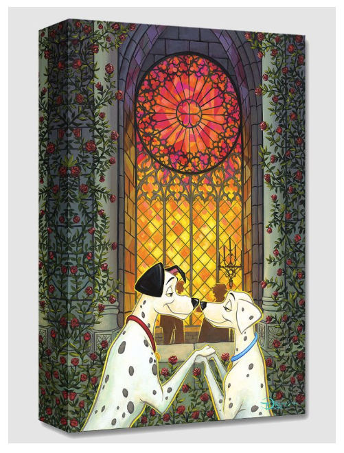 101 Roses Pongo & Perdita Disney Fine Art Giclée on Canvas by Tim Rogerson