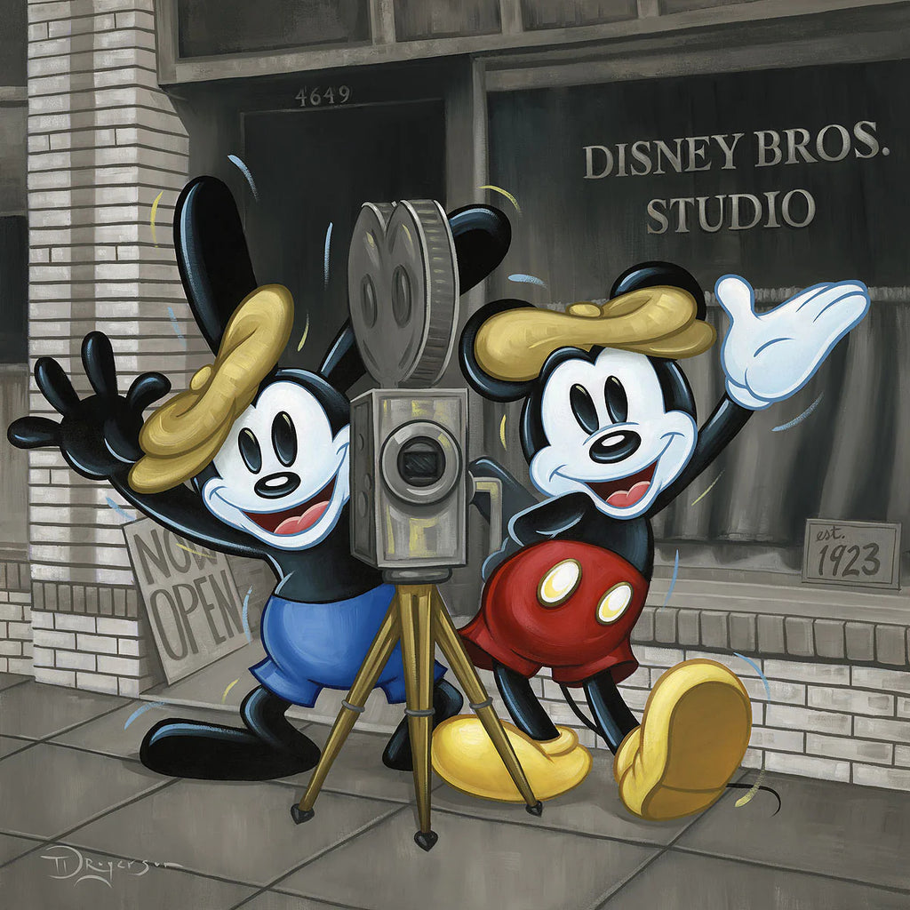 Oswald and Mickey Mouse Movie Producer Director Duo Disney 100 Years Celebration Film Production Tribute Fine Art Giclée on Canvas