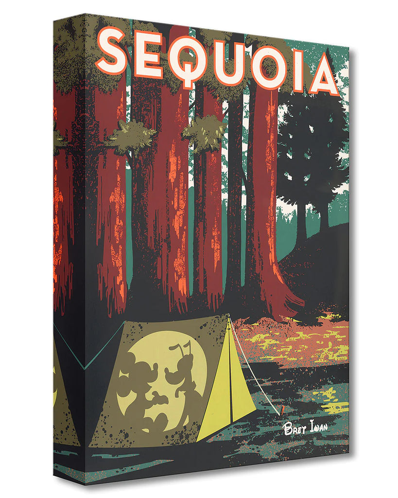Sequoia National Park Mickey & Pluto Tent Camping Giant Redwood Trees Disney Fine Art Canvas by Bret Iwan