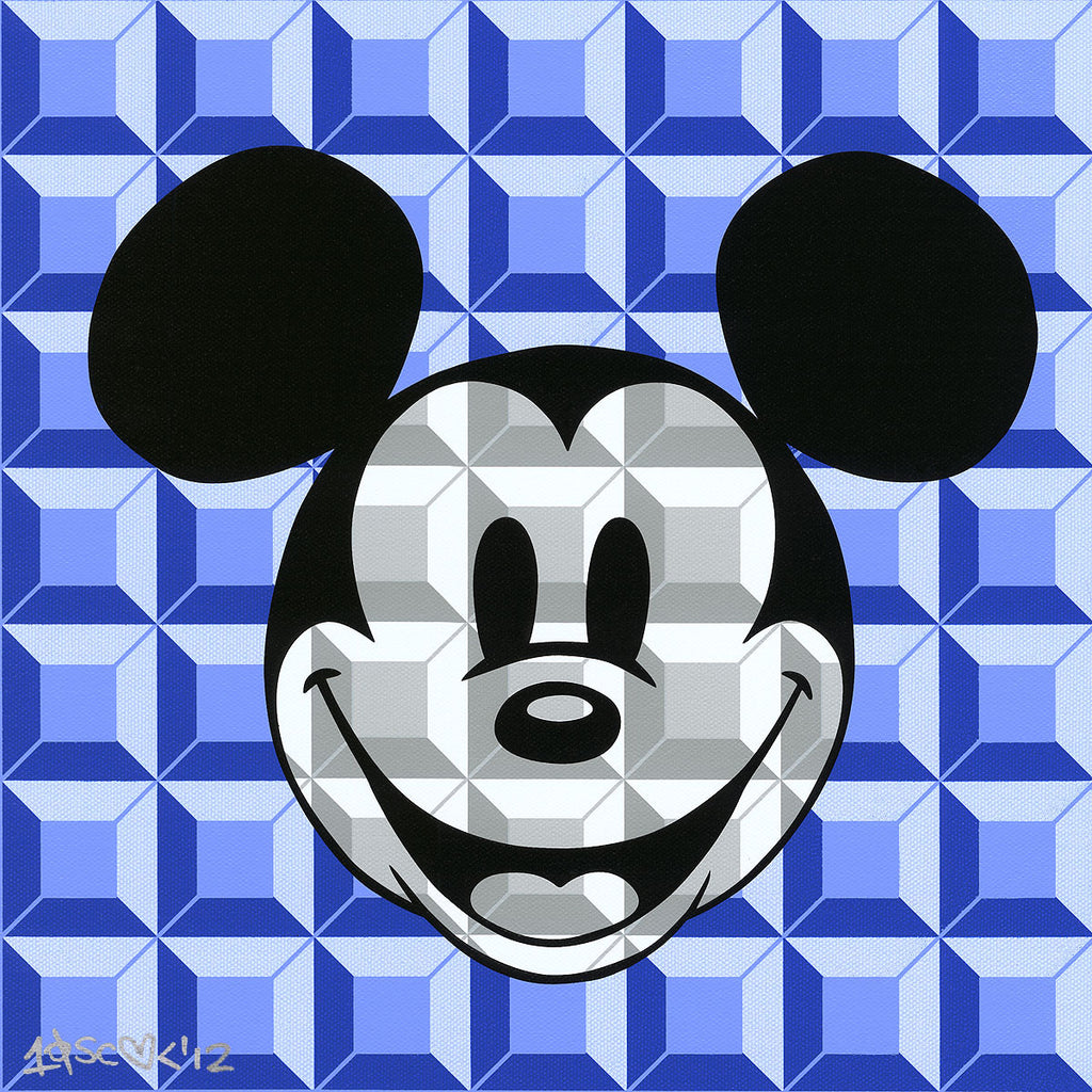 8-Bit Block Mickey Blue Disney Fine Art Serigraph on Canvas by Tennessee Loveless