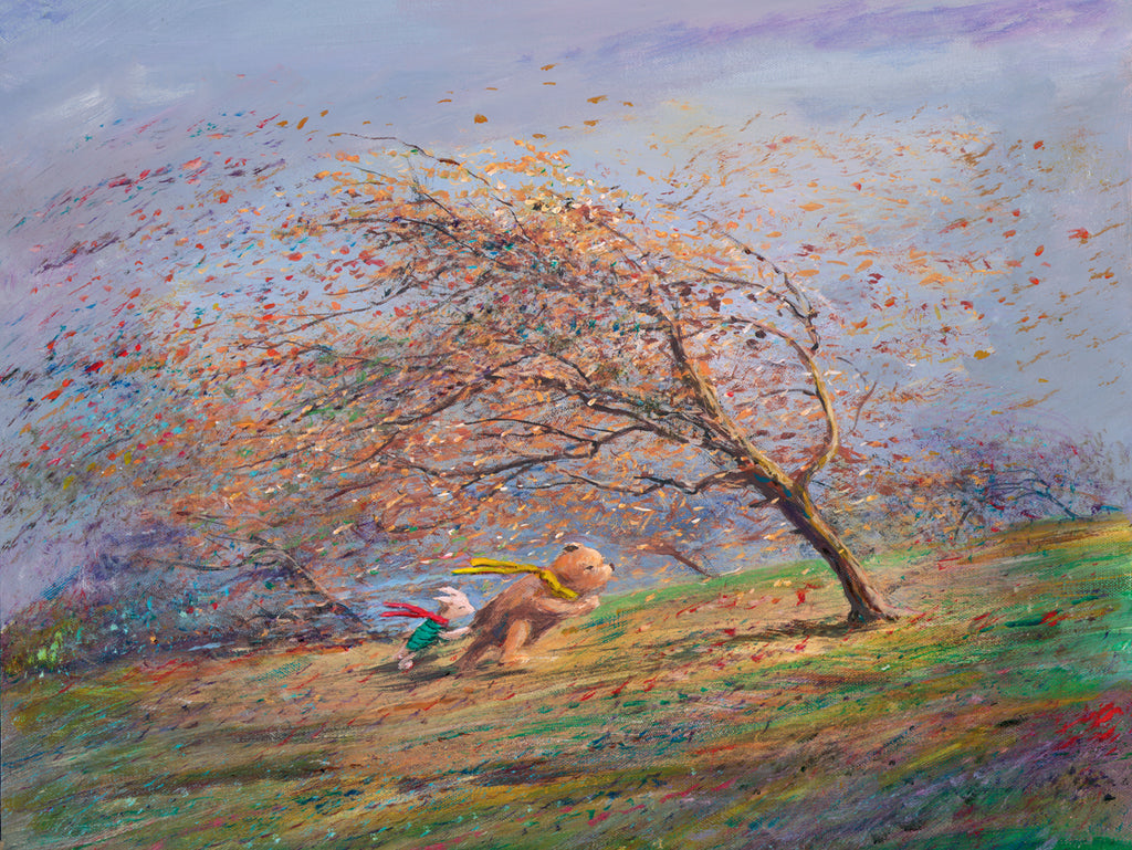Classic Winnie the Pooh and Piglet Blustery Day Disney Fine Art Giclée on Canvas by Peter & Harrison Ellenshaw