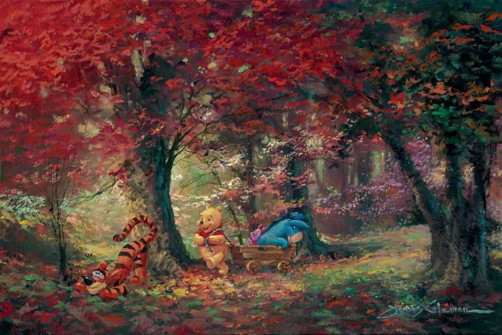Winnie the Pooh, Tigger, Piglet, and Eeyore Adventure in the Woods Disney Fine Art Giclée on Canvas by James Coleman