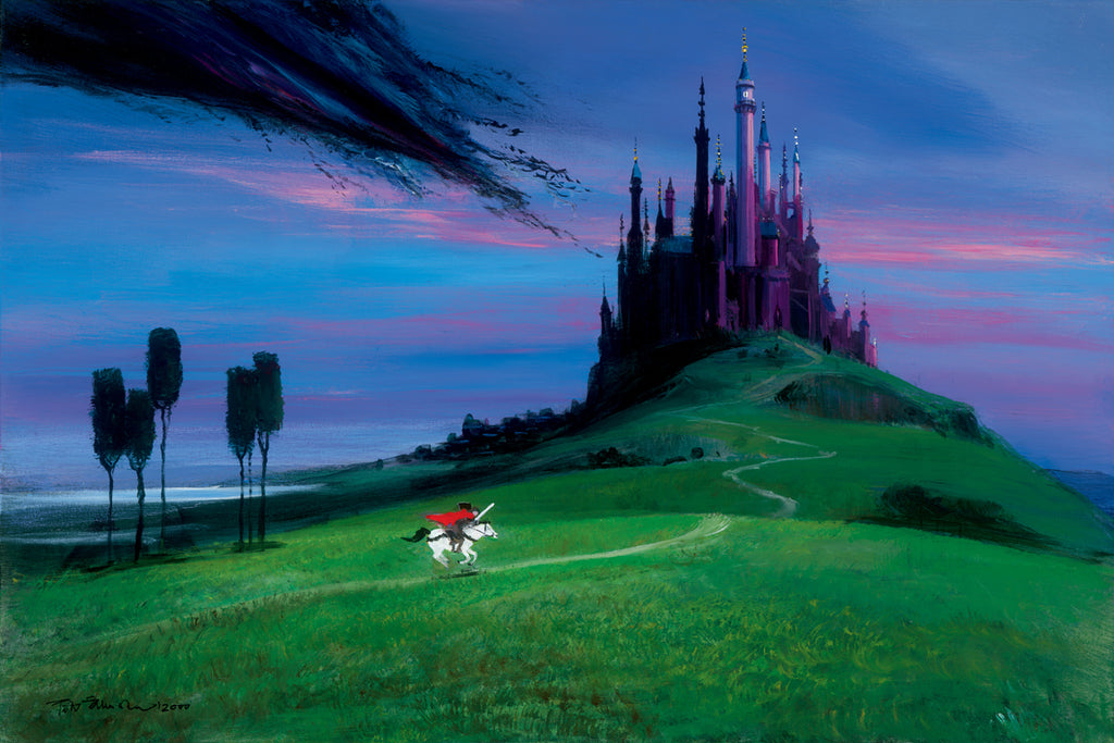Prince Phillip Riding to Save Princess Aurora Disney's Sleeping Beauty Fine Art Giclée on Canvas by Peter Ellenshaw