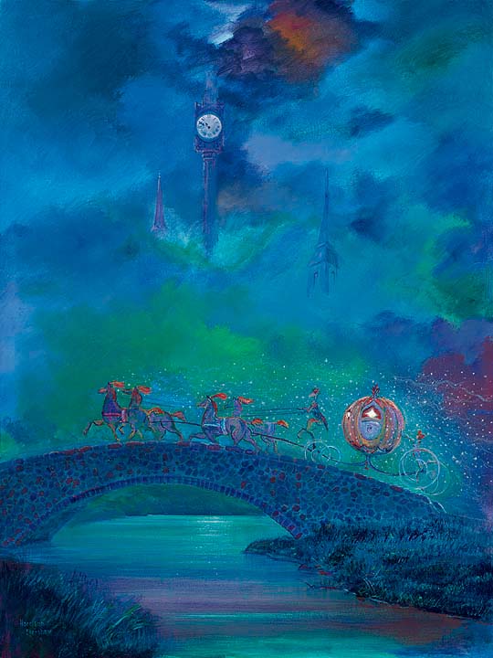 Cinderella Magic Carriage Rushing Home Before Midnight Disney Fine Art Giclée on Canvas by Harrison Ellenshaw