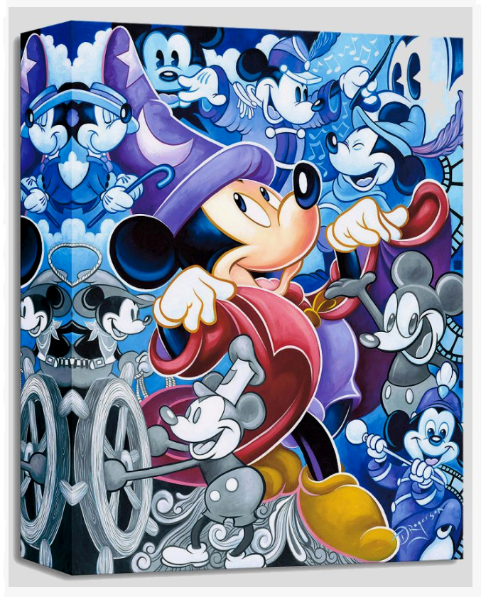 Celebration of Animation Cartoon Career of Mickey Mouse Tribute Disney Fine Art Giclée on Canvas by Tim Rogerson