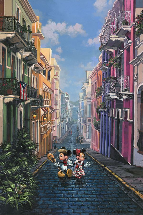 Mickey and Minnie Mouse in Puerto Rico Disney Fine Art Giclée on Canvas by Rodel Gonzalez