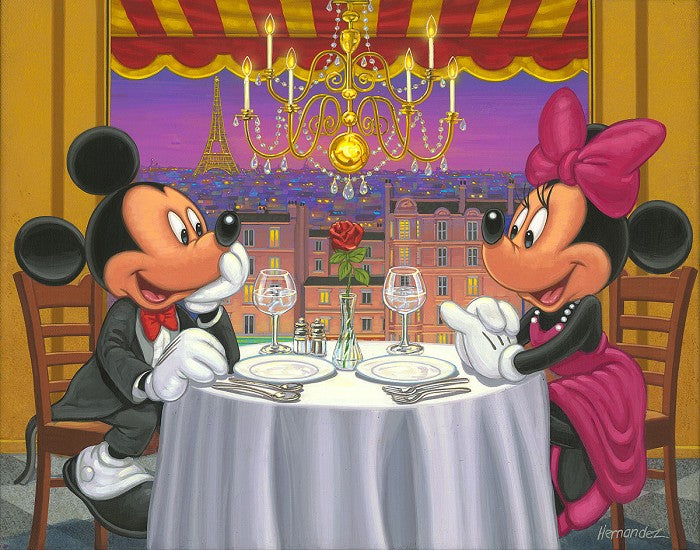 Dinner for Two Disney Fine Art Giclée on Canvas by Manuel Hernandez