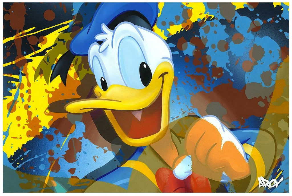 Splashes of Color Donald Duck Tribute Fine Art Giclée on Canvas by Famous Street Artist ARCY