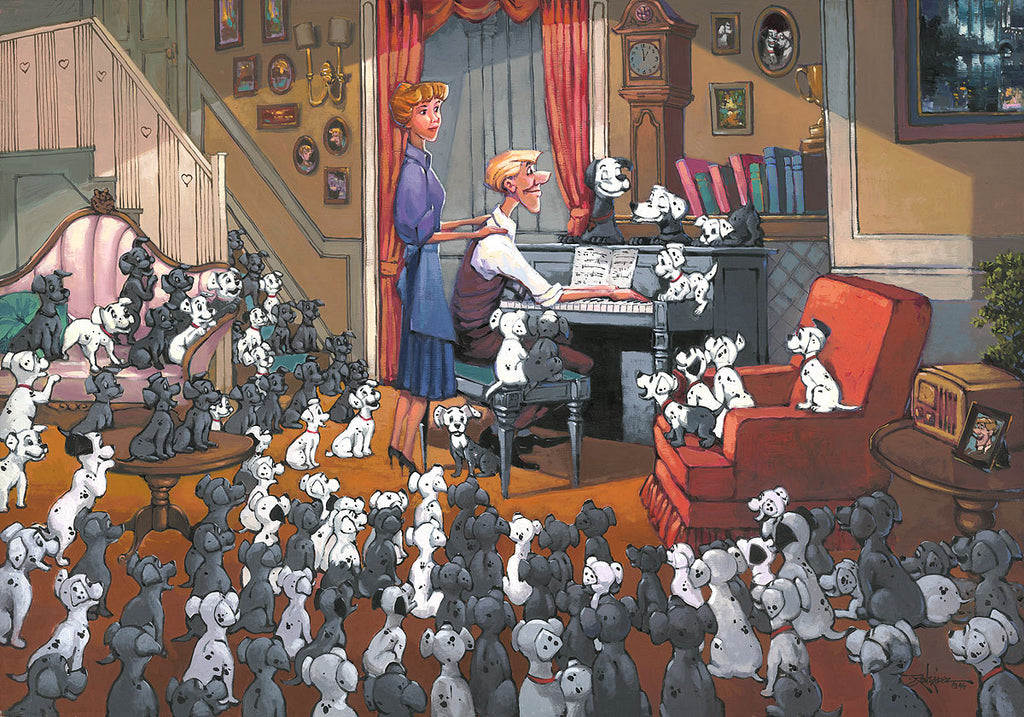 Anita and Roger at The Piano We'll Have A Dalmatian Plantatian Disney Fine Art Giclée on Canvas by Rodel Gonzalez