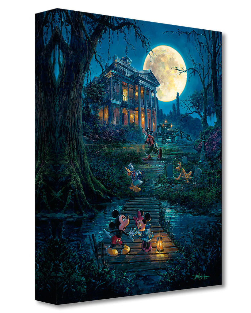 Disneyland The Haunted Mansion Mickey Minnie Pluto Donald Goofy Halloween Disney Fine Art Giclée on Canvas