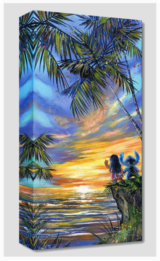 Lilo & Stitch Palm Trees Beach Sunset Disney Fine Art Giclée on Canvas by Stephen Fishwick