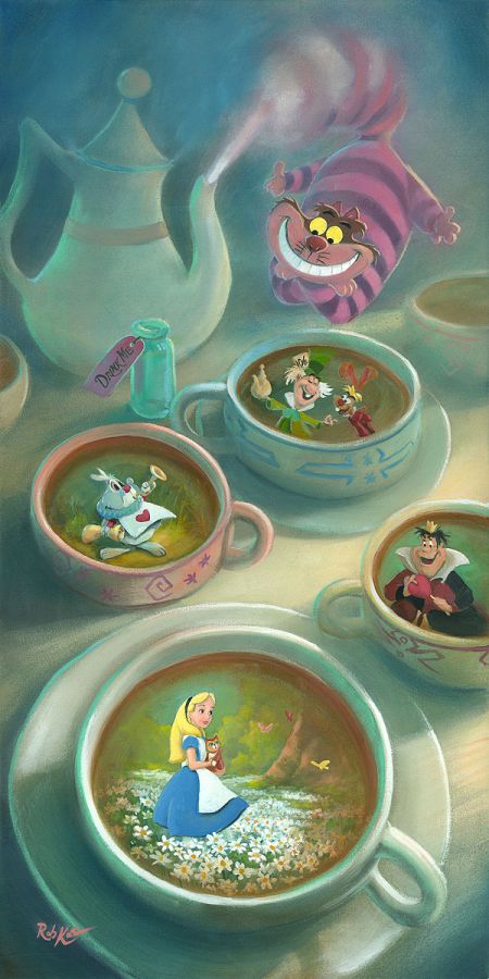 Alice in Wonderland Imagination Tea Party Disney Fine Art Giclée on Canvas by Rob Kaz