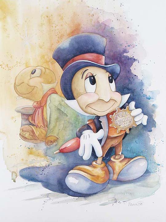 Pinocchio's Conscience Jiminy Cricket Disney Fine Art Giclée on Canvas by Michelle St. Laurent