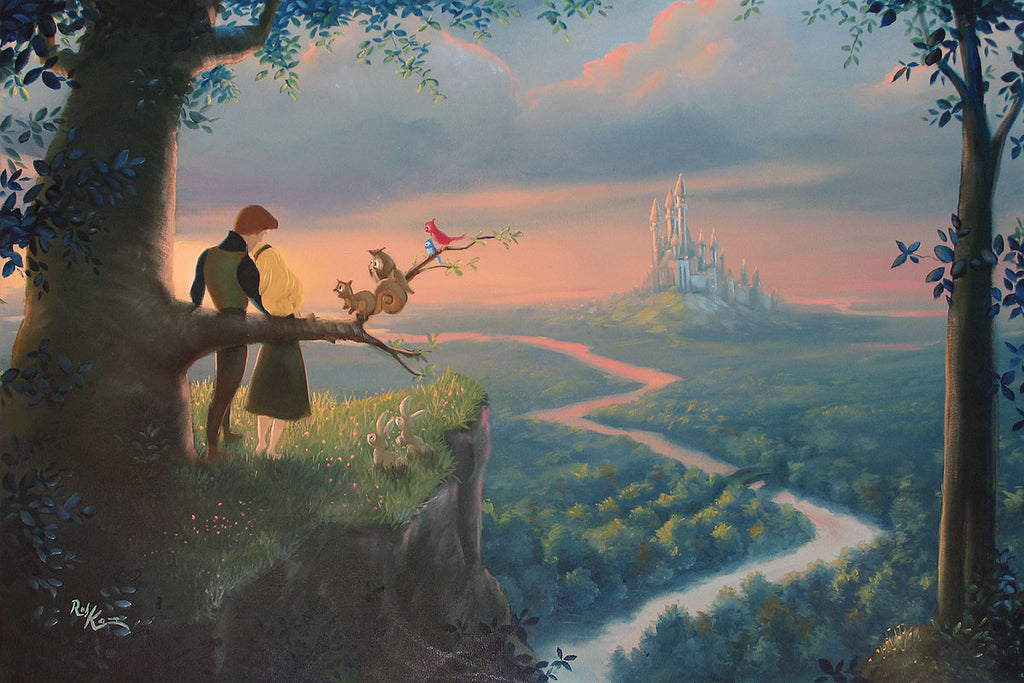 Princess Aurora and Prince Phillip Sleeping Beauty Kingdom Disney Fine Art Giclée on Canvas by Rob Kaz