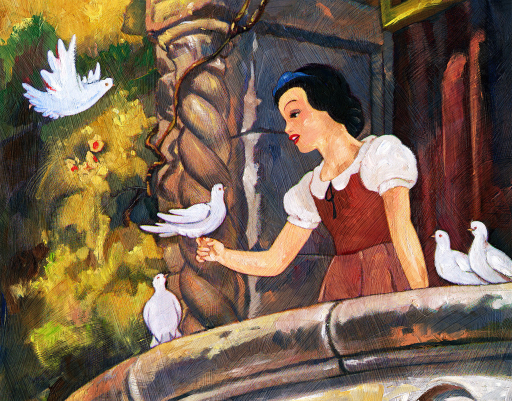 Snow White On The Balcony Disney Fine Art Giclée on Canvas by Jim Salvati