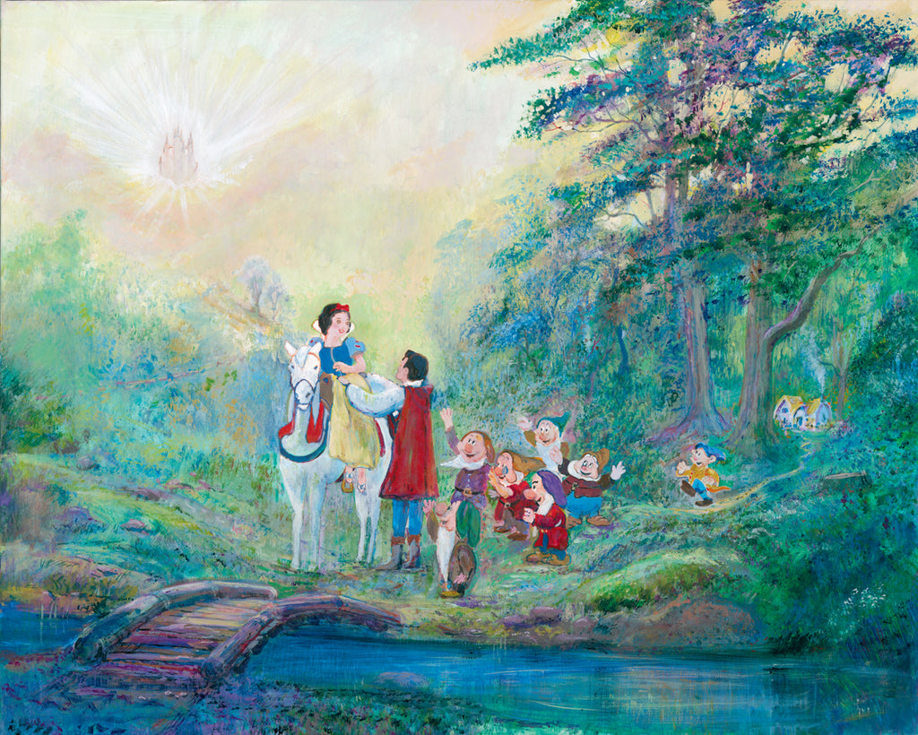 Snow White and Prince Florian Happy Ending Seven Dwarfs Farewell Disney Fine Art Giclée on Canvas by Harrison Ellenshaw