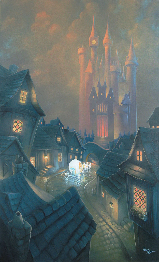 Fairy Tale Carriage Ride to the Ball Disney Castle Cinderella Fine Art Giclée on Canvas by Rob Kaz