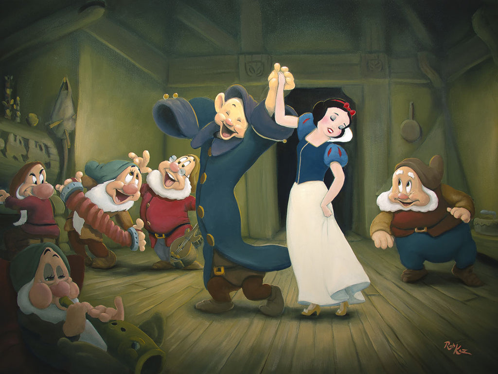 Snow White and the Dancing and Yodeling Dwarfs Disney Fine Art Giclée on Canvas by Rob Kaz