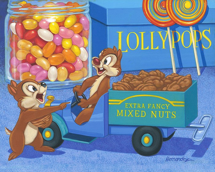 Trunk Full of Nuts Disney Fine Art Giclée on Canvas by Manuel Hernandez