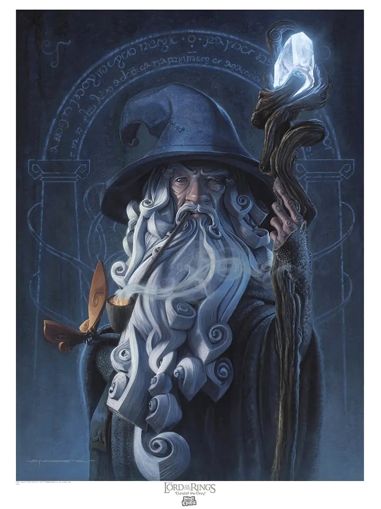 LOTR Wizard Gandalf The Grey Stylized Geometric Weta Workshop Inspired Fine Art on Paper and Canvas