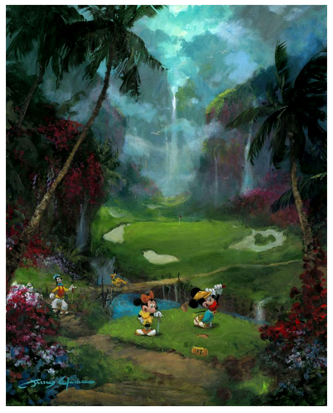 Mickey Minnie Goofy & Pluto Golfing Disney Golf Fine Art Giclée on Canvas by James Coleman