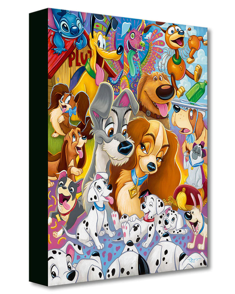 Lady and the Tramp 101 Dalmatians Dante Pluto Stitch Dug Nana Slinky Dog Disney Dogs Tribute Fine Art Giclée on Canvas