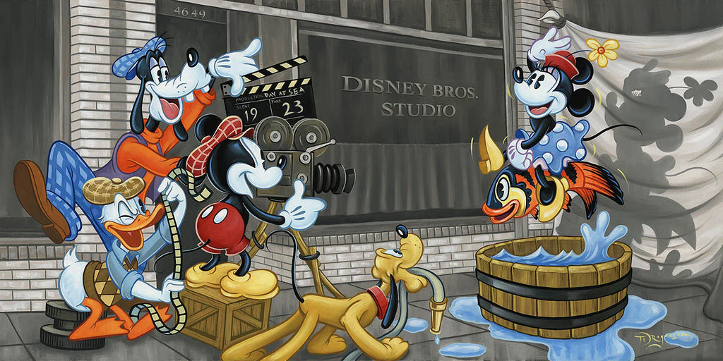 Classic Mickey Disney Studios 100 Years Centennial Celebration Animated Movie Tribute Fine Art Giclée on Canvas