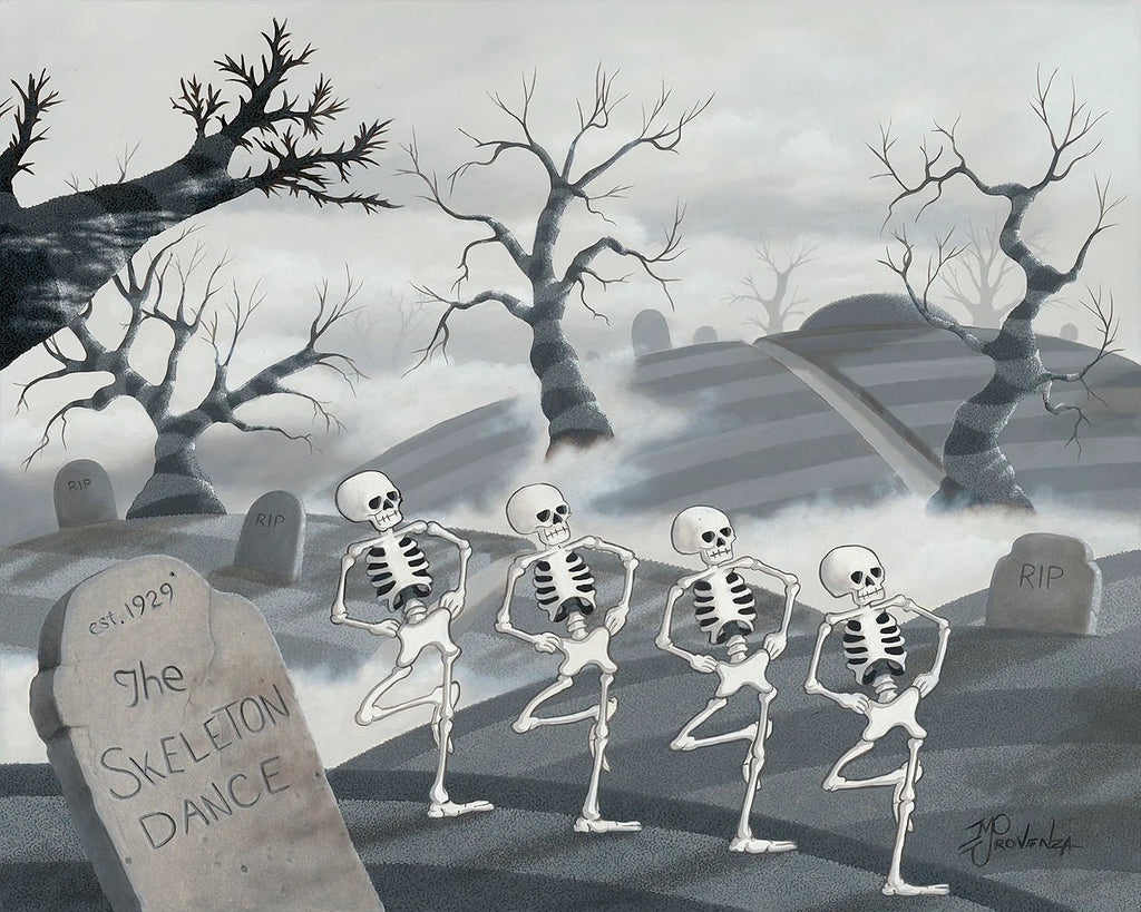 Disney Classic Halloween Cartoon The Skeleton Dance Black and White Animation Fine Art Giclée on Canvas by Michael Provenza