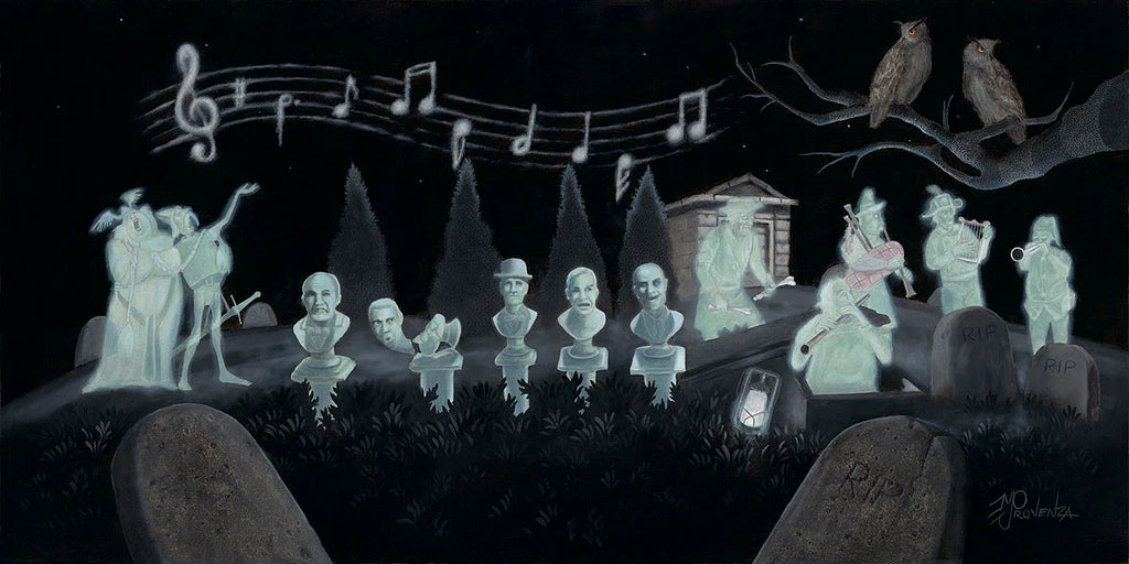 Disneyland & Disney World Haunted House Ride The Haunted Mansion Ghosts Graveyard Symphony Halloween Fine Art Giclée on Canvas