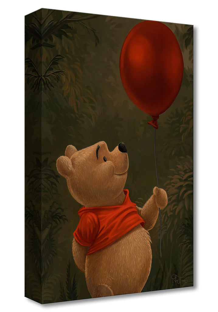 Winnie The Pooh and His Red Balloon Sweet Content Teddy Bear Disney Fine Art Giclée on Canvas by Jared Franco