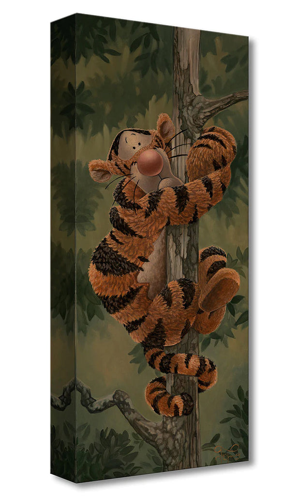 Tigger Bouncing Tiger Anthropomorphized Stuffed Animal Fear of Heights Acrophobia Endearing Disney Fine Art Giclée on Canvas