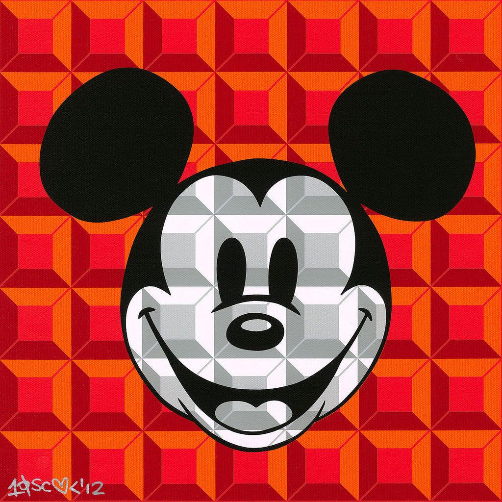 8-Bit Block Mickey Red Disney Fine Art Serigraph on Canvas by Tennessee Loveless