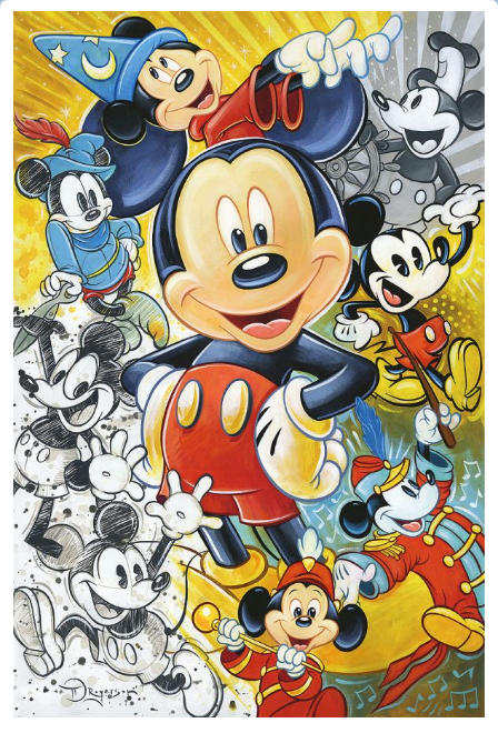 90 Years of Mickey Mouse Disney Fine Art Giclée on Canvas by Tim Rogerson