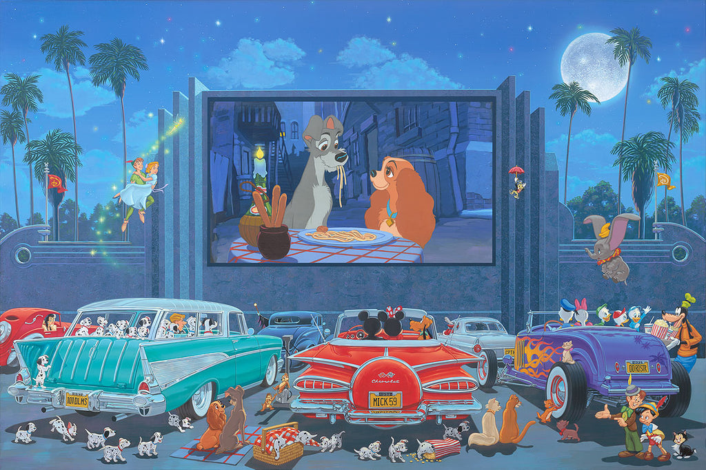A Night at the Movies Disney Fine Art Giclée on Canvas by Manuel Hernandez