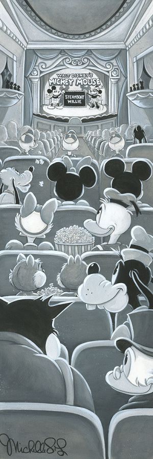 Steamboat Willie Film Screening Theater Room Disney Fine Art Giclée on Canvas by Michelle St. Laurent