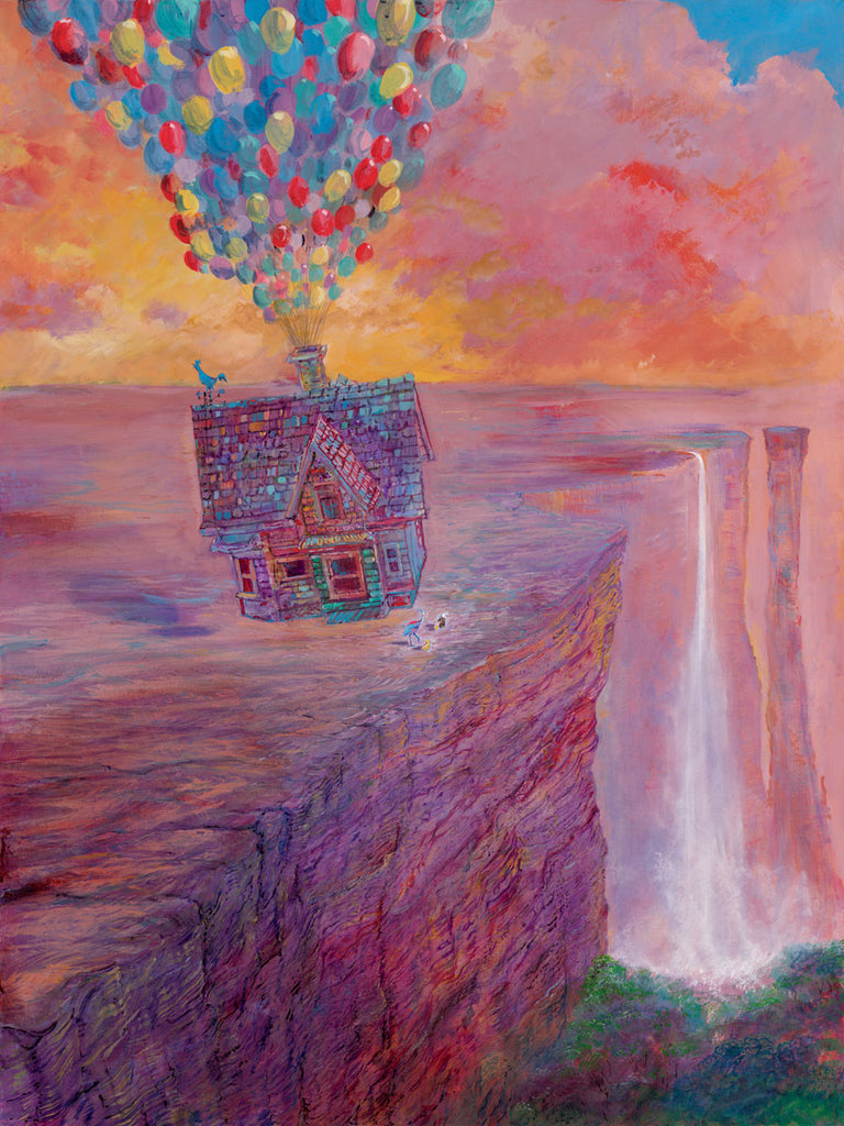 A Promise Fulfilled Balloons Carry The House to Paradise Falls Disney Pixar Up Fine Art Giclée on Canvas by Harrison Ellenshaw