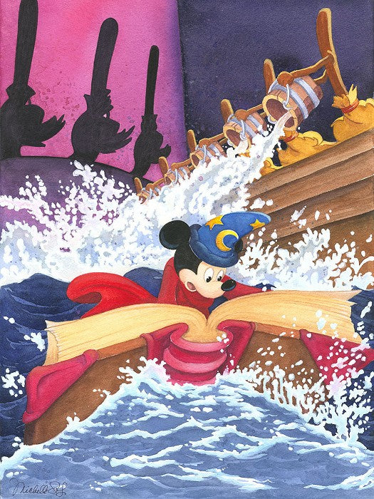 Wizard Mickey Magical Maelstrom Enchanted Brooms Disney Fine Art Giclée on Canvas by Michelle St. Laurent