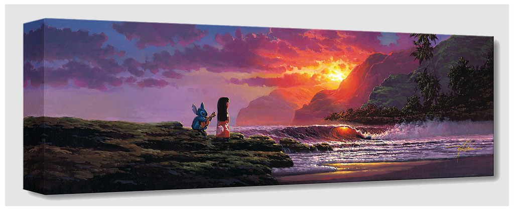 Lilo & Stitch Hawaiian Sunset Disney Fine Art Giclée on Canvas by Rodel Gonzalez