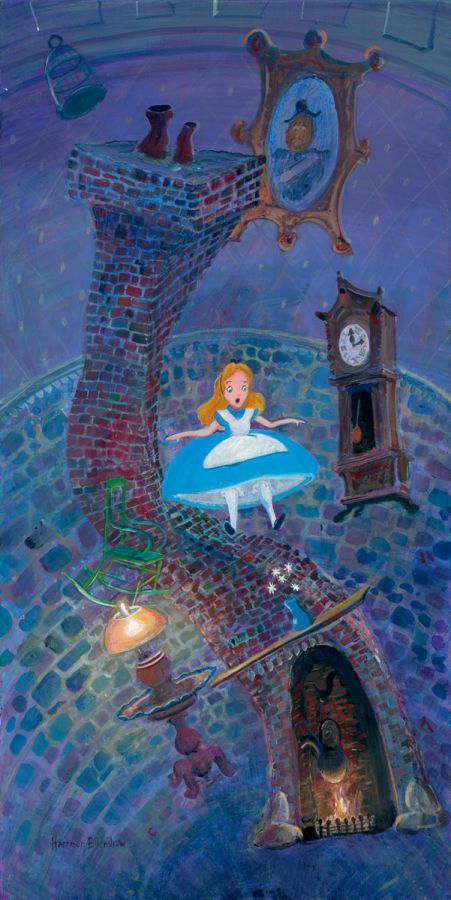 Alice Falling Down the Rabbit Hole into Wonderland Disney Fine Art Giclée on Canvas by Harrison Ellenshaw