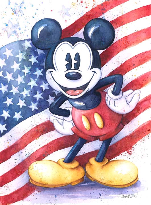 Patriotic Mickey Mouse American Flag Disney Fine Art Giclée on Canvas by Michelle St. Laurent