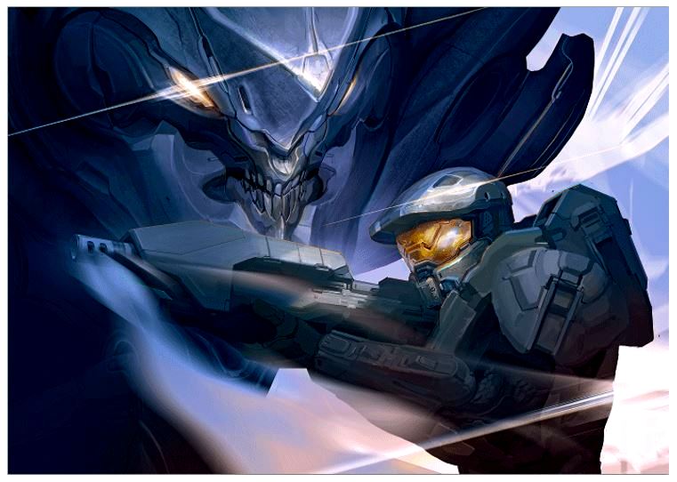Master Chief Shield World Requiem Promethean Knight Halo Fine Art Canvas Giclée