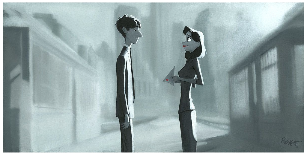 Paper Airplanes Leading Me To You Paperman Disney Animated Short Fine Art Giclée on Canvas by Rob Kaz