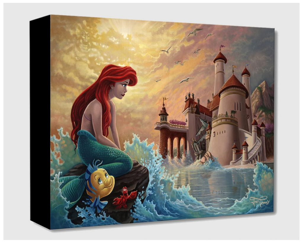 Ariel Flounder Sebastian Eric's Castle Ursula Clouds Disney Fine Art Giclée on Canvas by Jared Franco