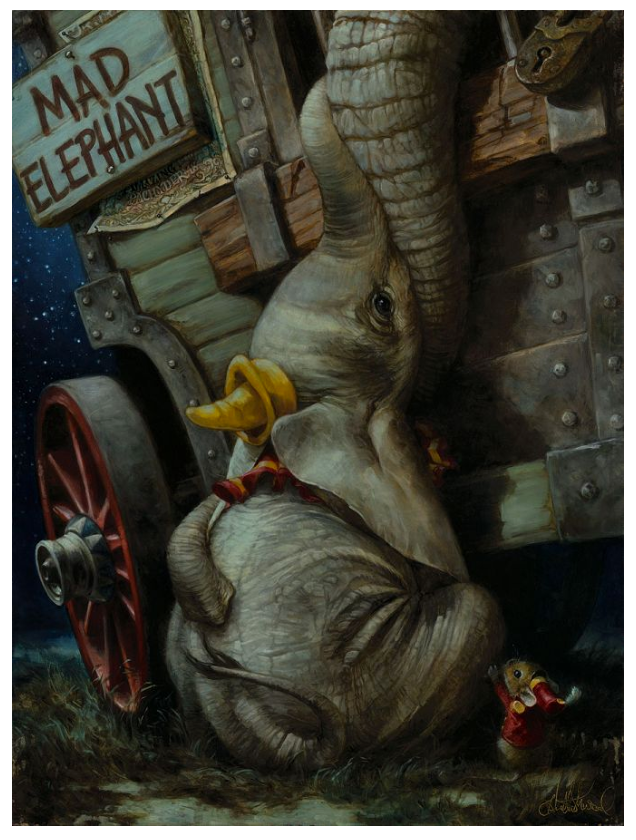 Dumbo and Mother Realism Elephants Disney Fine Art Giclée on Canvas by Heather Edwards