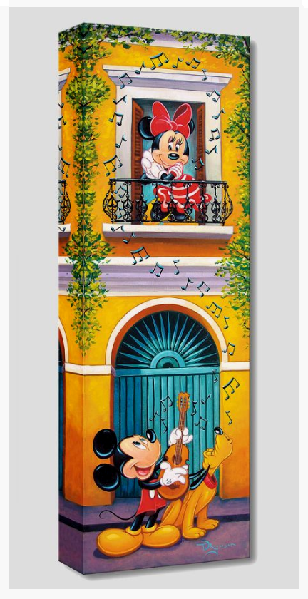 Mickey Minnie Pluto Guitar Balcony Serenade Disney Fine Art Mini-Canvas by Tim Rogerson