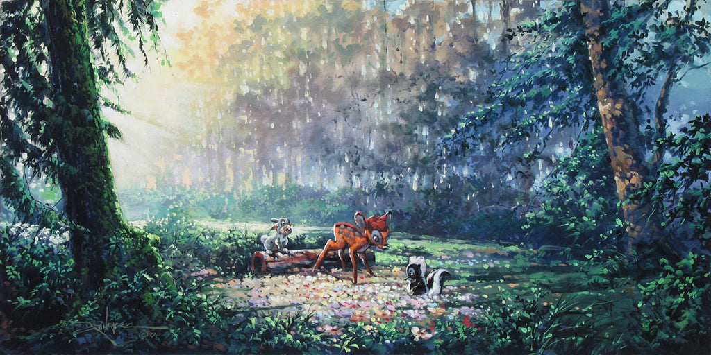 Bambi and Friends Thumper and Flower Disney Fine Art Giclée on Canvas by Rodel Gonzalez