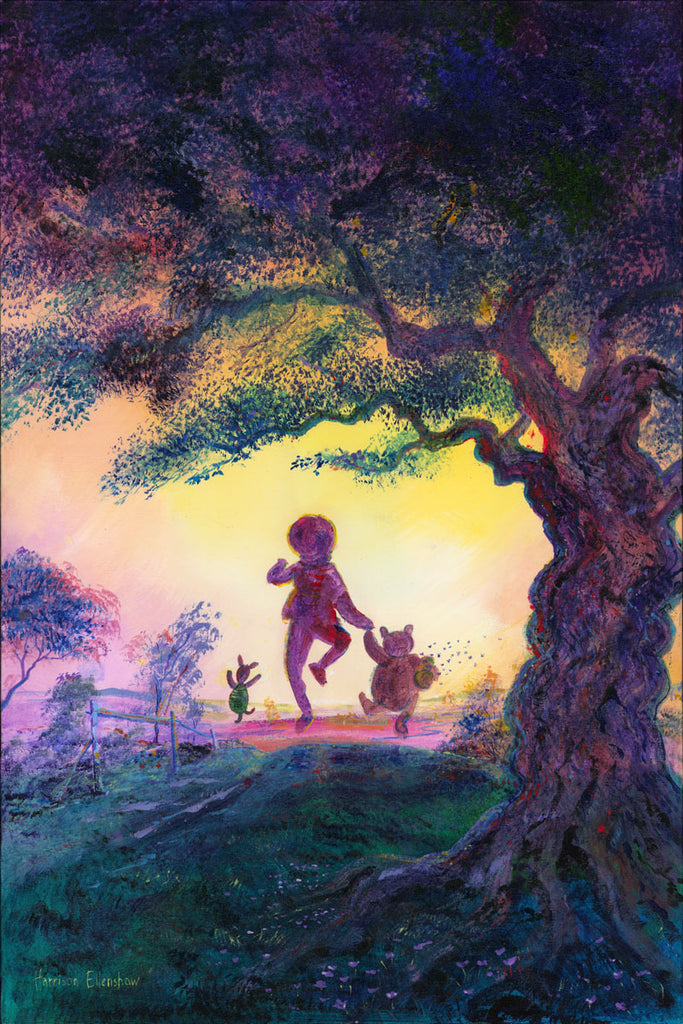 Silly Old Bear Christopher Robin Piglet and Winnie the Pooh Disney Friendship Fine Art Giclée on Canvas by Harrison Ellenshaw