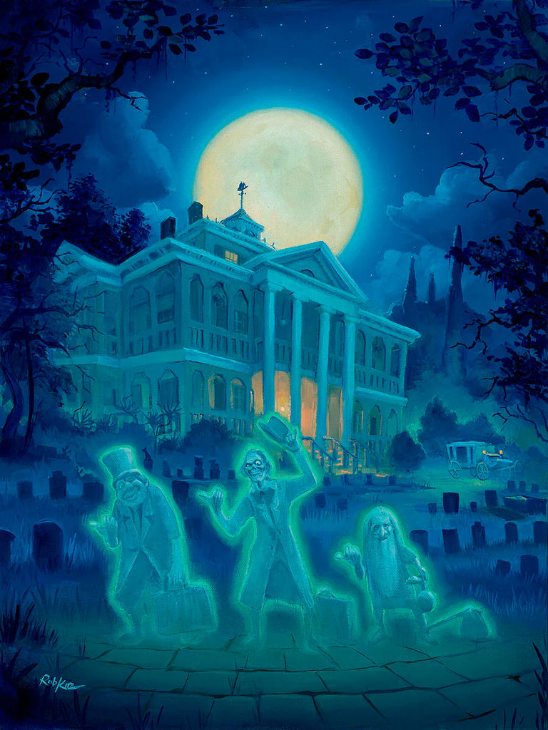 Disneyland Spooky Attraction The Haunted Mansion Disney Hitchhiking Ghosts Fine Art Giclée on Canvas by Rob Kaz