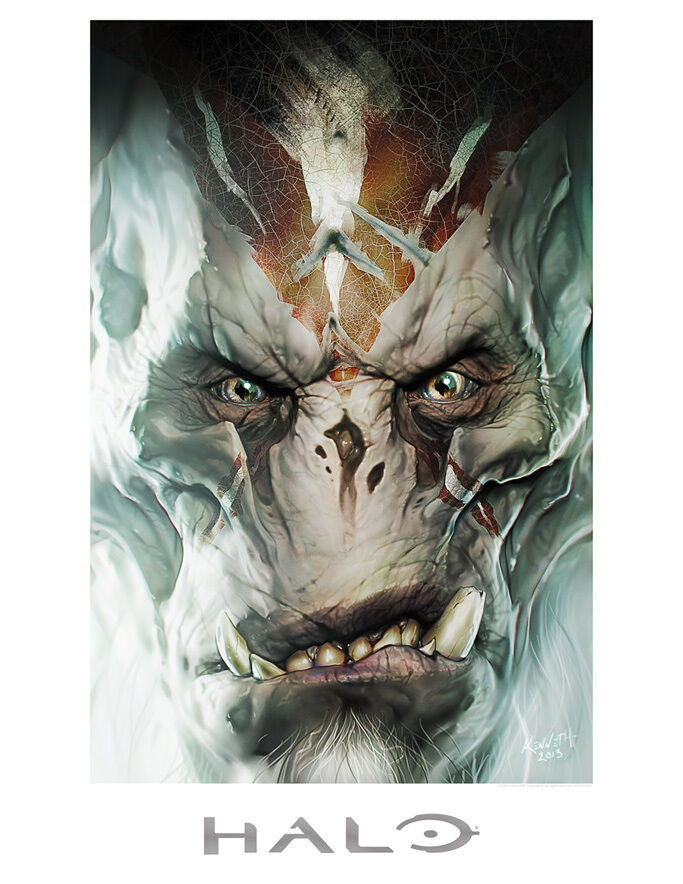 Brutes Dosiac Chieftan Lydus Halo Game Alien Gamer Fine Art Lithograph Print