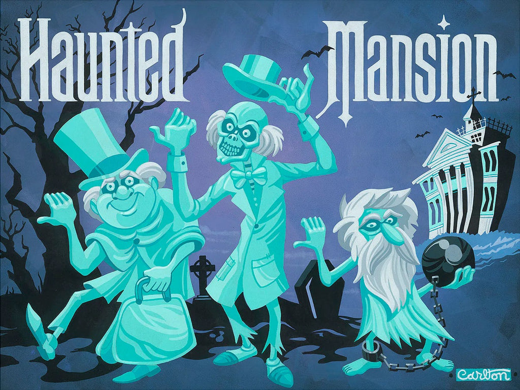 Disneyland The Haunted Mansion Hitchhiking Ghosts The Travelers Halloween Disney Fine Art Giclée on Canvas
